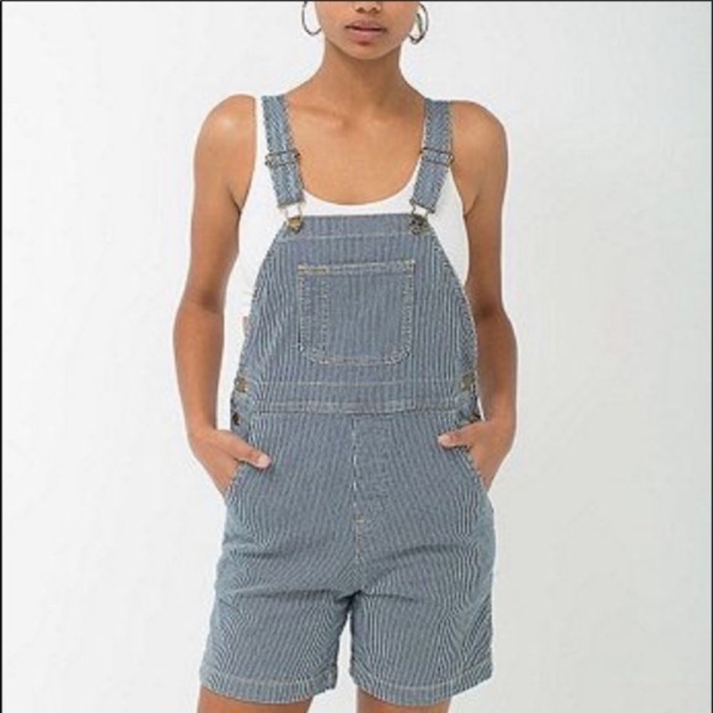 American Apparel Striped Overall Shorts